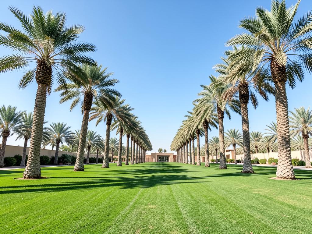Turf and palm planting